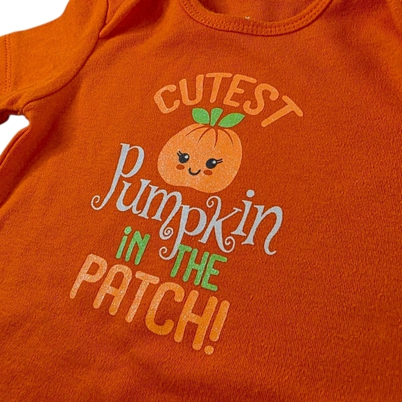 🎃 Cutest Pumpkin Baby Matching Bodysuit/Pant Outfit - 2-Piece Set - Size 18M 🎃 - Picture 2 of 8